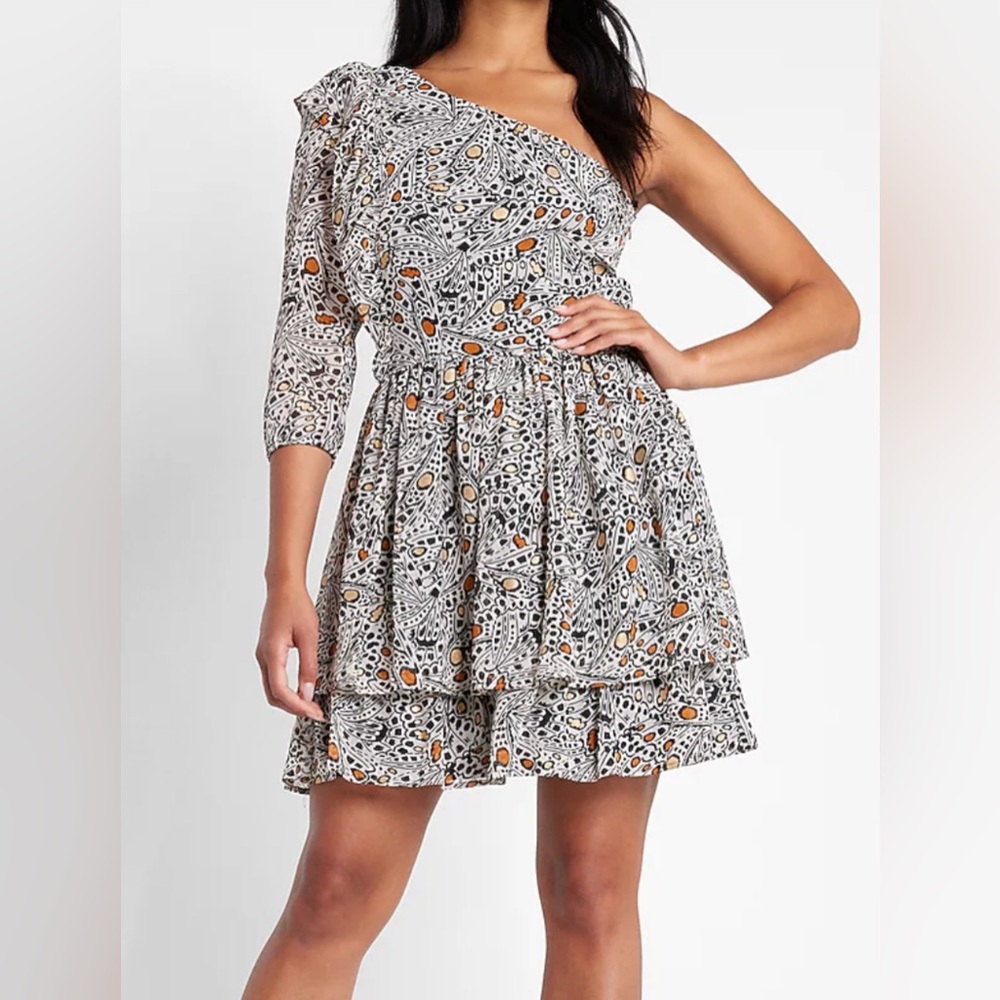 One Shoulder Ruffle Mini Dress